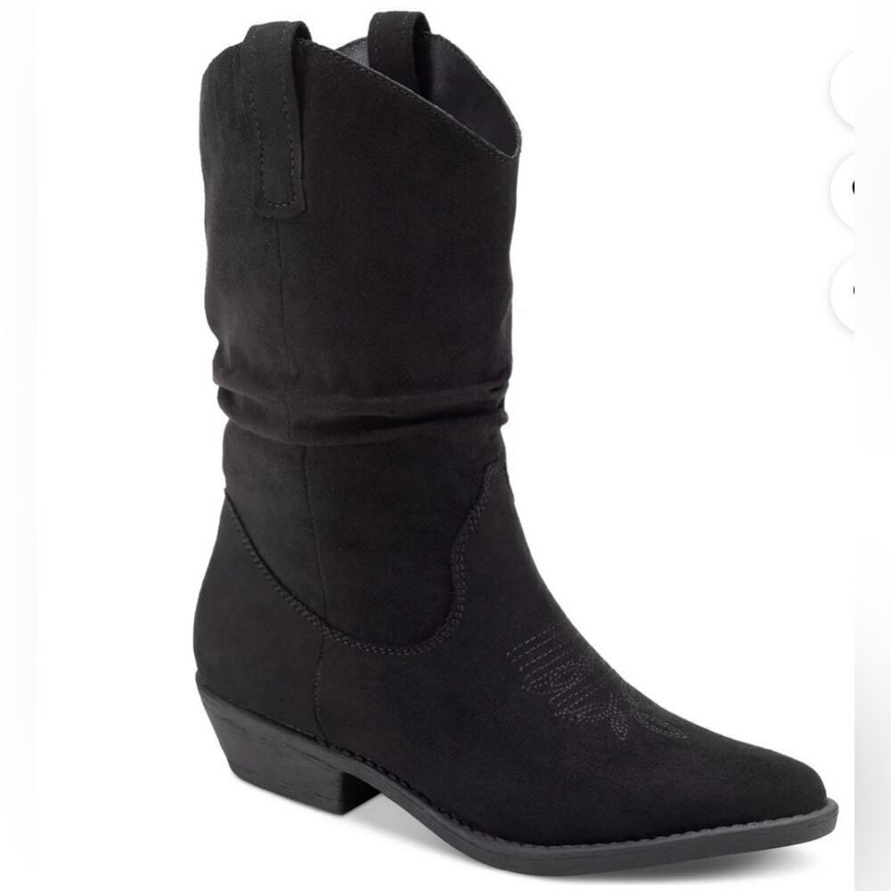 NWOT Style & Co black faux suede slouchy western boots women’s size 9.5